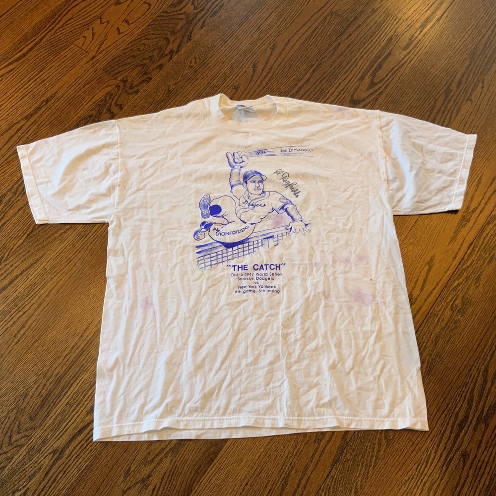 Al Gionfriddo Autographed "The Catch" T‎ Shirt XL 1947 World Series READ